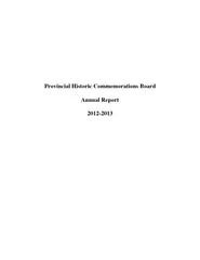 Provincial Historic Commemorations Board Annual Report