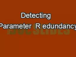 Detecting  Parameter  R edundancy