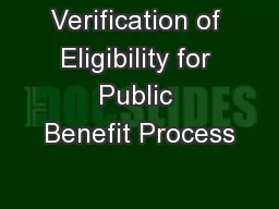 Verification of Eligibility for Public Benefit Process