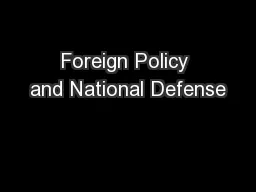 Foreign Policy and National Defense