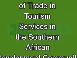 Liberalisation of Trade in Tourism Services in the Southern African Development Community