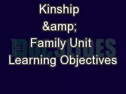 Kinship  &  Family Unit Learning Objectives