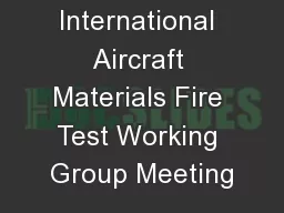 International Aircraft Materials Fire Test Working Group Meeting