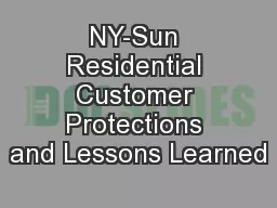 NY-Sun Residential Customer Protections and Lessons Learned