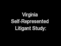 Virginia Self-Represented Litigant Study:
