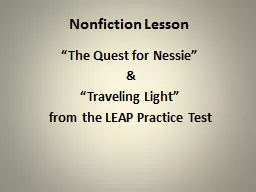 Nonfiction Lesson “The Quest for Nessie”