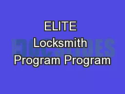 ELITE Locksmith Program Program