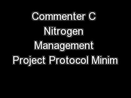 Commenter C Nitrogen Management Project Protocol Minim