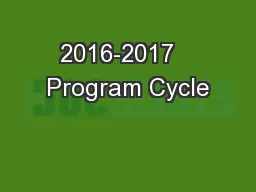 2016-2017   Program Cycle