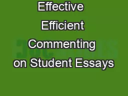 Effective  Efficient Commenting on Student Essays