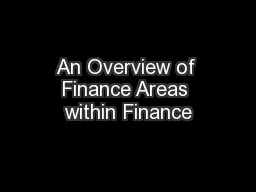An Overview of Finance Areas within Finance