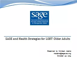 SAGE and Health Strategies for LGBT Older Adults