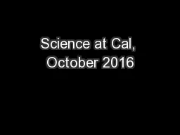 Science at Cal, October 2016