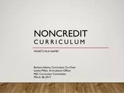 NONCREDIT CURRICULUM What’s in a name?