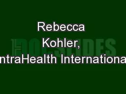 Rebecca Kohler, IntraHealth International