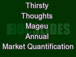 Thirsty Thoughts Mageu Annual Market Quantification