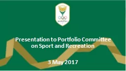 Presentation to Portfolio Committee on Sport and Recreation