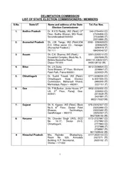 DELIMITATION COMMISSION LIST OF STATE ELECTION COMMISS