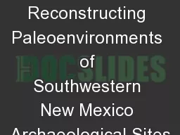 Reconstructing Paleoenvironments of Southwestern New Mexico Archaeological Sites