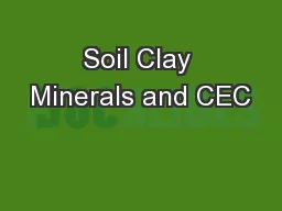 Soil Clay Minerals and CEC