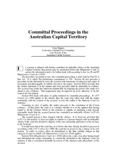 Committal Proceedings in the Australian Capital Territ