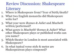 Review Discussion: Shakespeare
