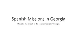 Spanish Missions in Georgia