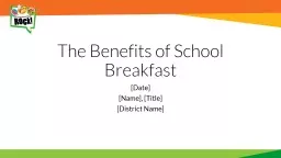 The Benefits of School Breakfast