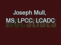 Joseph Mull, MS, LPCC, LCADC