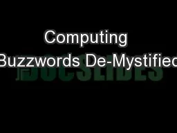 Computing Buzzwords De-Mystified