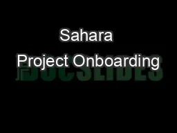 Sahara Project Onboarding