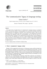 The communicative legacy in language testing Glenn Ful