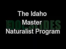 The Idaho Master Naturalist Program