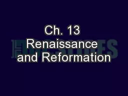 Ch. 13 Renaissance and Reformation