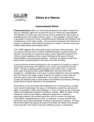Ethics at a Glance Communitarian Ethics Communitariani