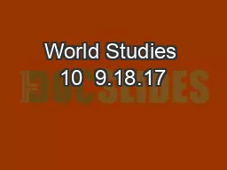 World Studies 10  9.18.17