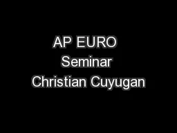 AP EURO  Seminar Christian Cuyugan