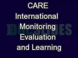 CARE International  Monitoring Evaluation and Learning
