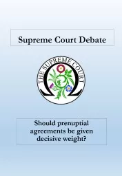 Supreme Court Debate Should prenuptial agreements be