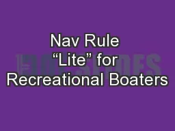Nav Rule “Lite” for Recreational Boaters