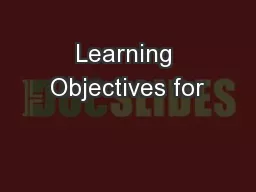 Learning Objectives for
