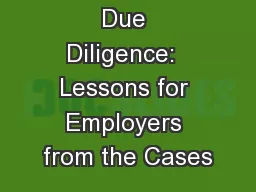 Due Diligence:  Lessons for Employers from the Cases