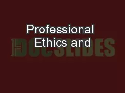 Professional Ethics and