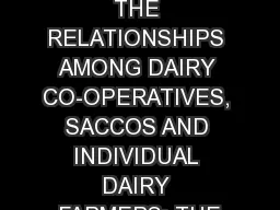 ESTABLISHING THE RELATIONSHIPS AMONG DAIRY CO-OPERATIVES, SACCOS AND INDIVIDUAL DAIRY