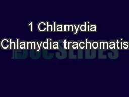 1 Chlamydia Chlamydia trachomatis