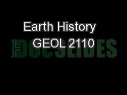 Earth History  GEOL 2110