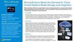 Microsoft Azure Meets  the Demand