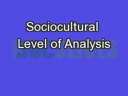 Sociocultural Level of Analysis