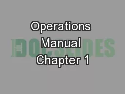 Operations Manual Chapter 1