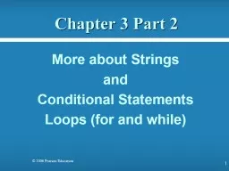 Chapter 3 Part 2 More about Strings